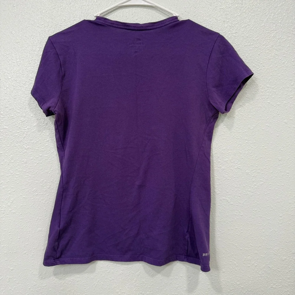 Nike Running Dri-FIT Shirt Womens Small Purple Pink Pinwheel Swoosh 408441-543